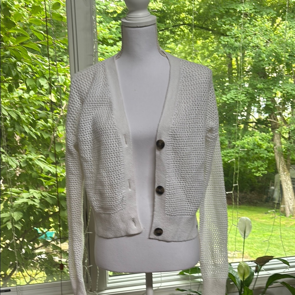 White Button-Up Women's Sweater